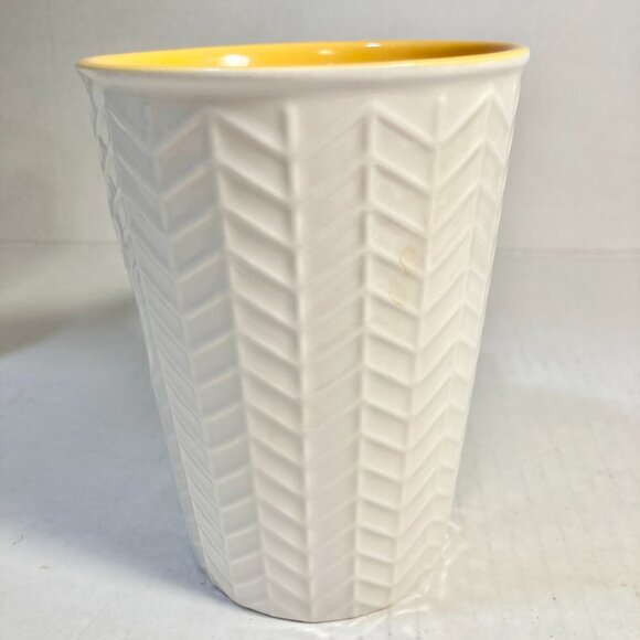 Dunkin' Donuts Ceramic Coffee Cup Take Life One Cup At a Time Yellow White - Picture 5 of 10